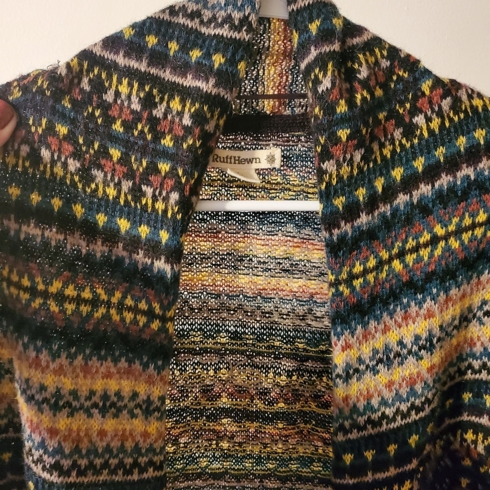 Ruff Hewn wool mohair blend boho neutral colored cardigan size Lg - Picture 7 of 13